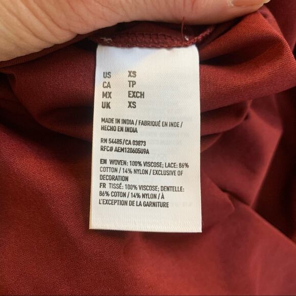 American Eagle Mini Dress XS Boho Dress Open Back Crochet Lace Peasant Gauzy - Picture 10 of 13